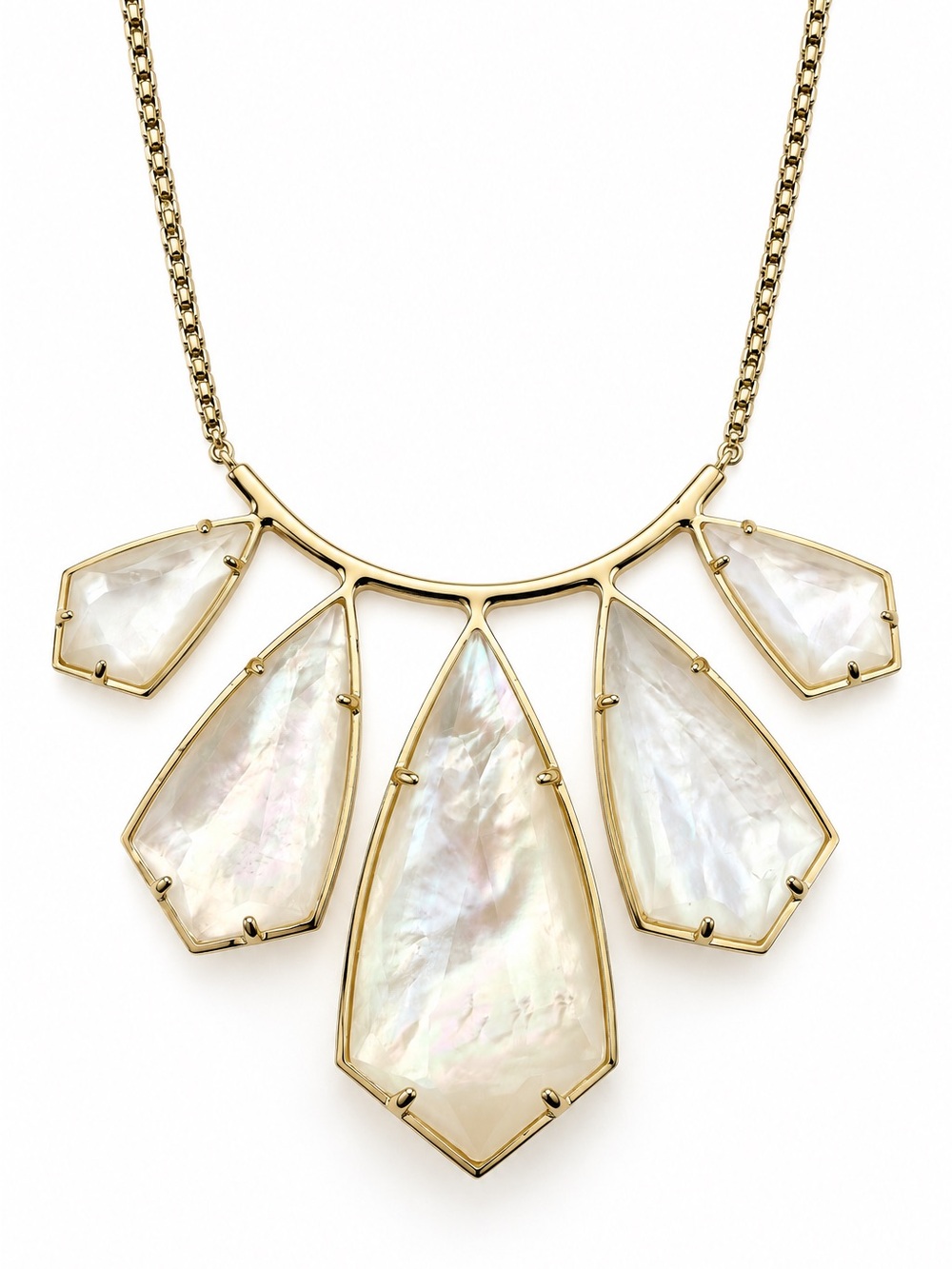 Kendra Scott Rhyan Gold Bib Necklace in Ivory Mother-of-Pearl